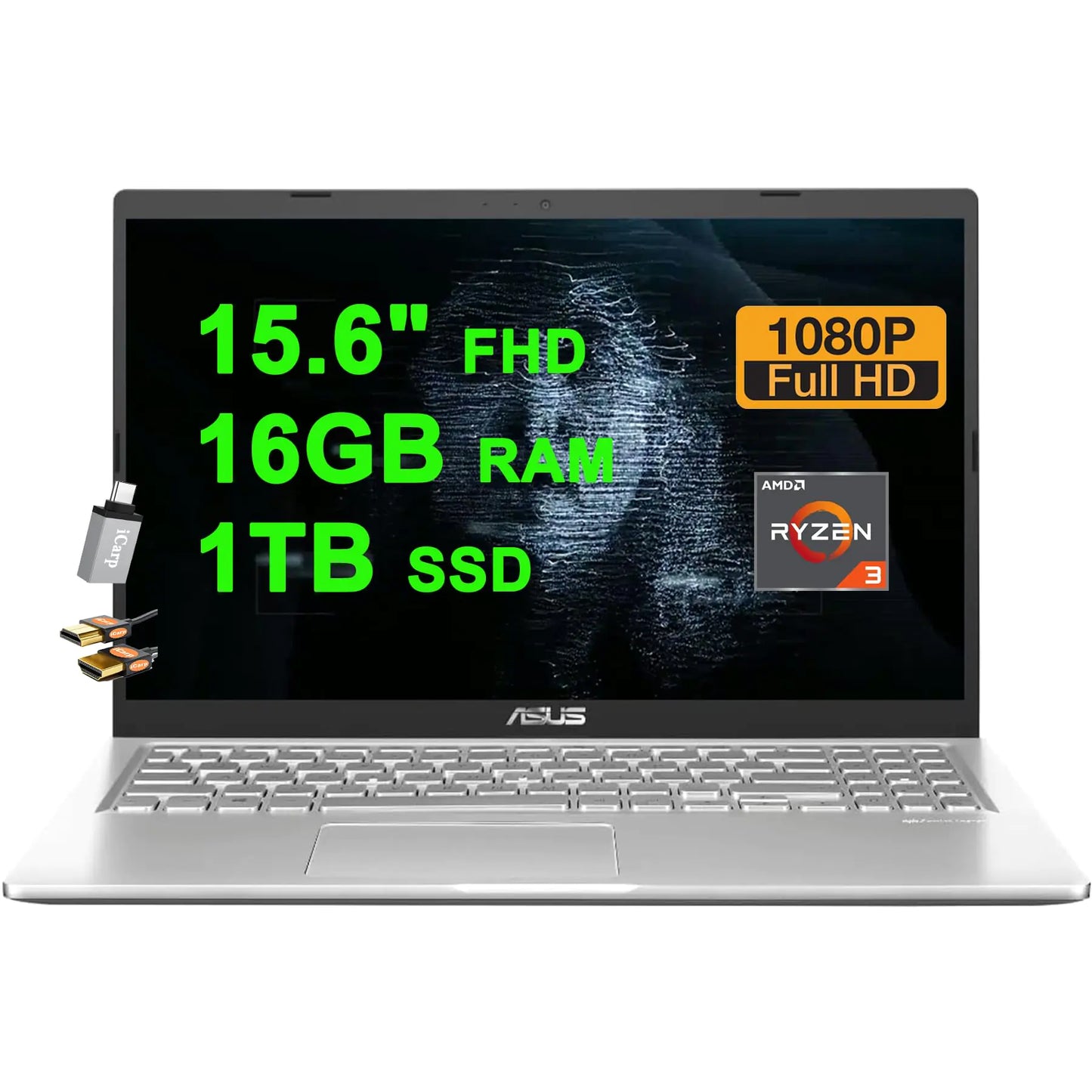 ASUS Vivo Book 15 Business Laptop 15.6" FHD Anti-Glare AMD Ryzen 3 3250U 16GB RAM 1TB SSD USB-C VGA