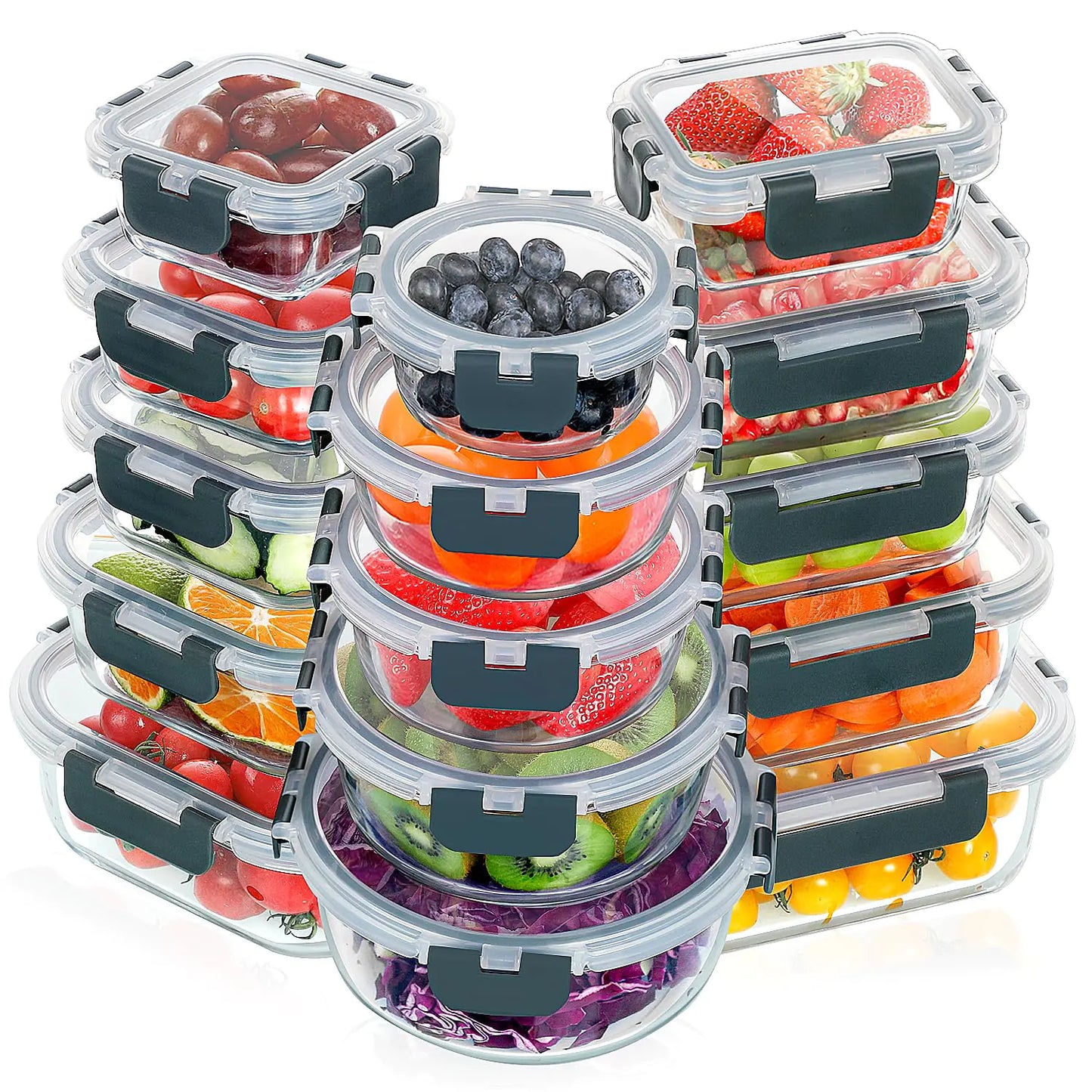 VERONES 30-Piece Glass Food Storage Set