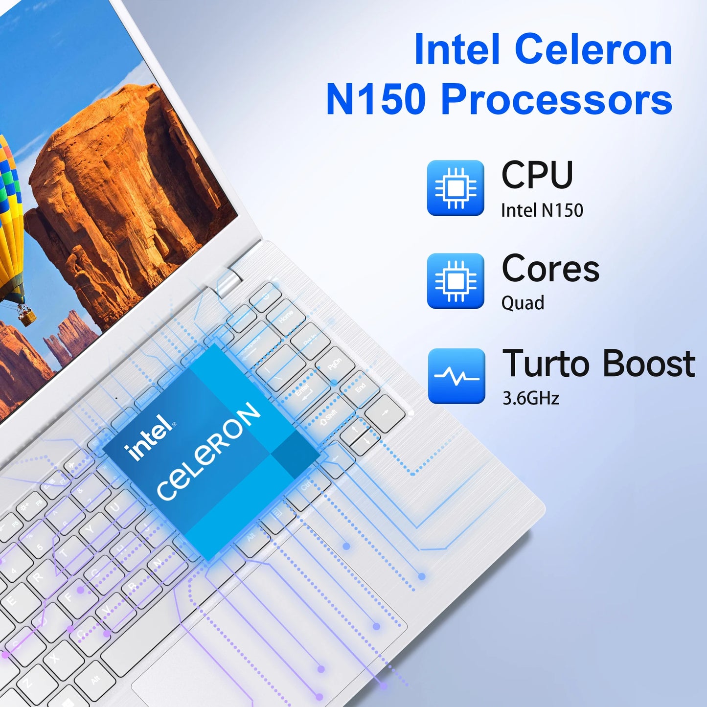 14" Laptop Computer DDR5 12GB RAM 256GB SSD Intel N150 FHD IPS Display Fingerprint Wi-Fi 6 Windows 11 Laptop Business